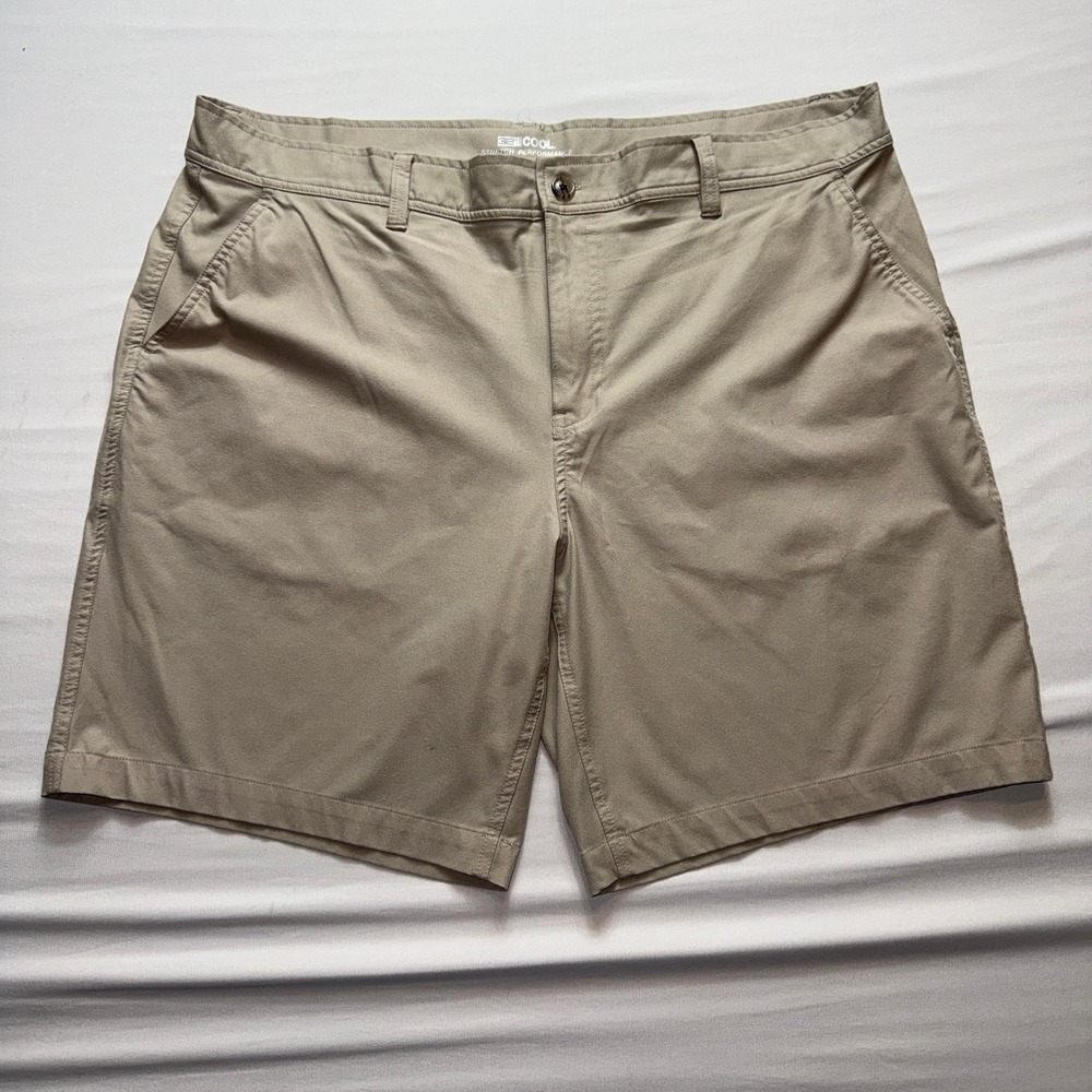 32 Degrees Cool Mens Stretch Performance Shorts Khaki Tan Size 40 Golf Casual